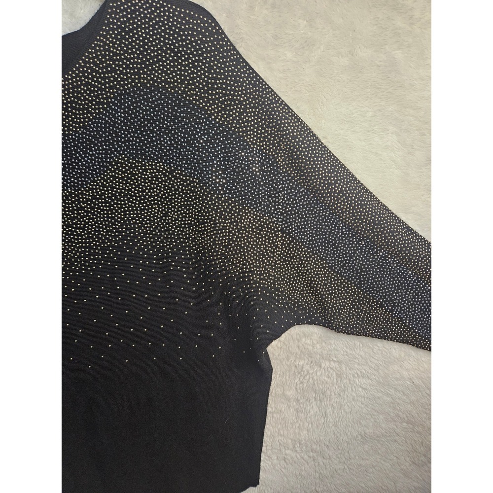 Y2k Black Sequin Ombre Dolman Sleeve Sweater Top L Retro #533 - Picture 4 of 9